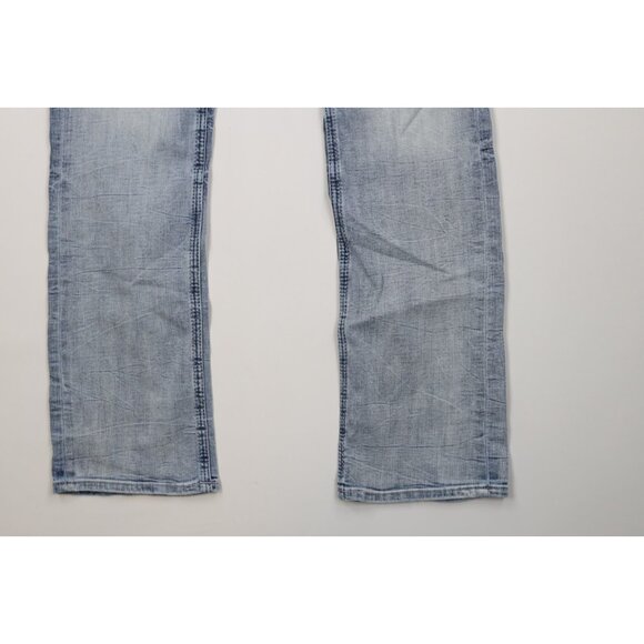 Buckle BKE Mens 28x34 Thick Stitch Stretch Jake Bootcut Denim Jeans Light Wash - Picture 5 of 13